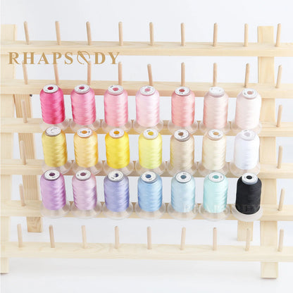 خيط تطريز بوليستر Rhapsody 40WT للماكينة 550 ياردة 60 لونًا Brother Babylock Janome Singer Pfaff Husqvarna Bernina للخياطة