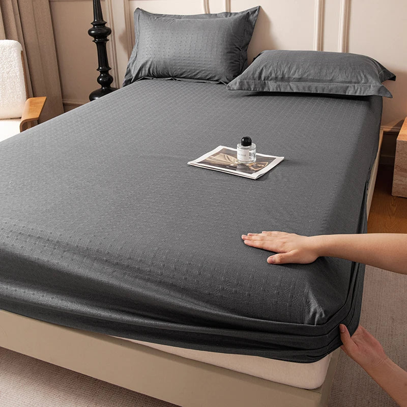 Drap-housse avec bande élastique, couleur unie, housse de matelas douce pour lit simple, double, king, queen, 90/120/140/150/160/180x200cm