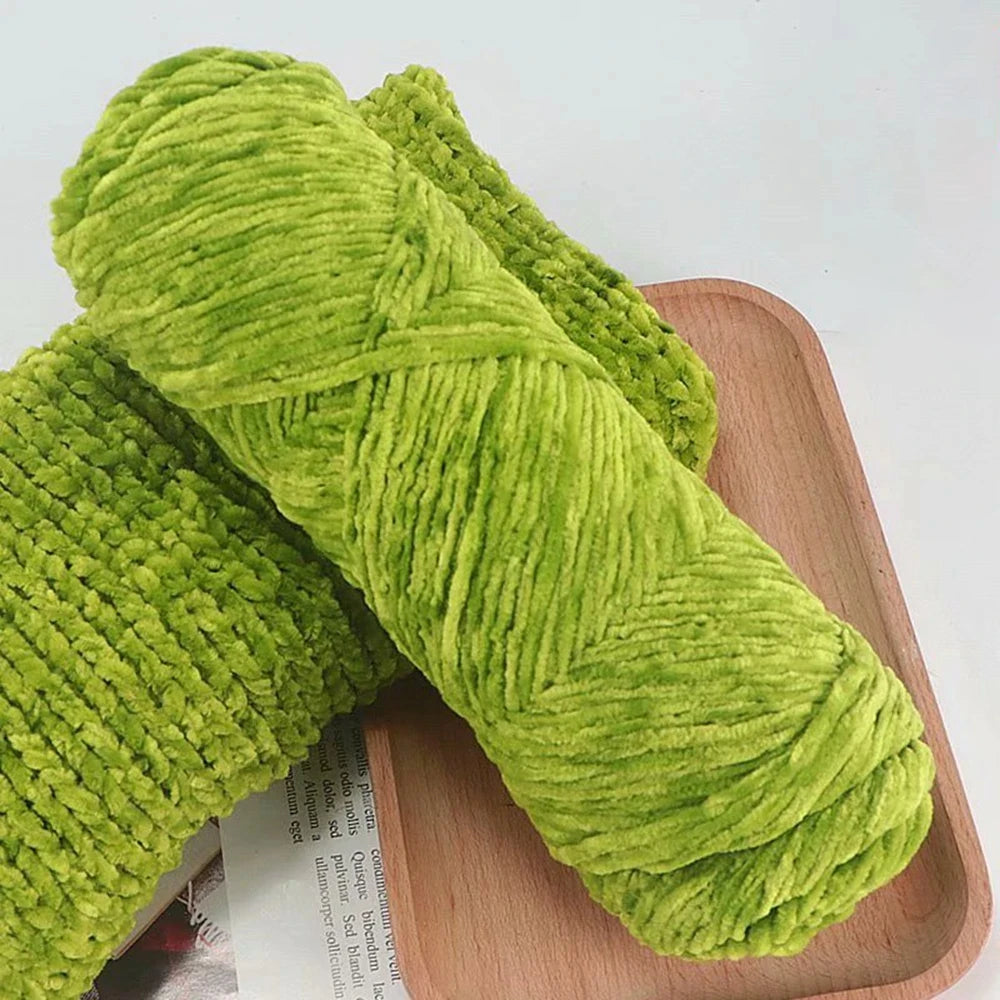 Fil de velours doux en Chenille, mélange de laine tricotée au Crochet, écharpe faite à la main, manteau, couverture et chapeau pour bébé, 95g
