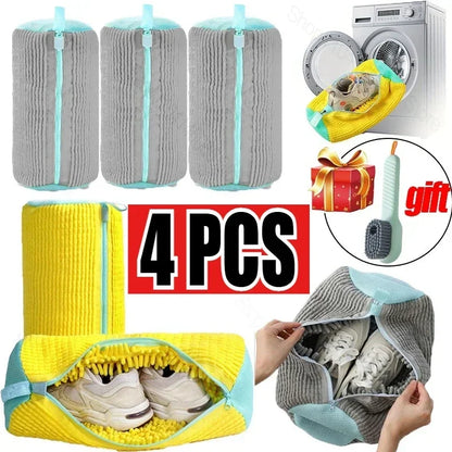 1/4 pièces chaussures de lavage sac protecteur fibres moelleuses Polyester chaussures de lavage Machine amicale sac à linge sacs de séchage