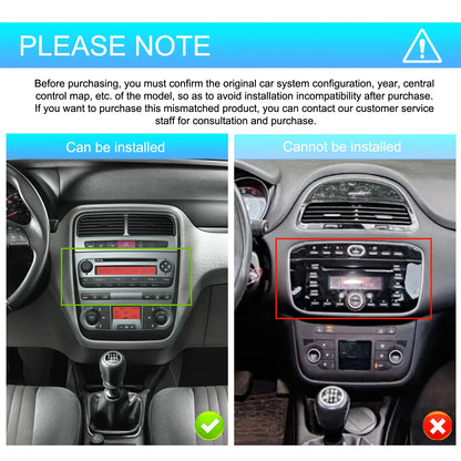 Podofo 7 "autoradio sans fil CarPlay Android Radio pour FIAT Punto 2005-20009/Linea 2007-2011 multimédia GPS FM WIFI BT Autoradio