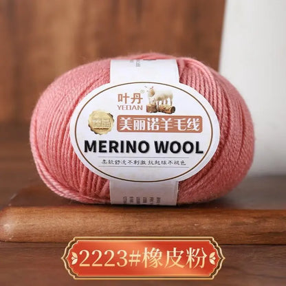 Rouleau de fil de laine mérinos doux pour bébé, 50g/rouleau, 100M, anti-boulochage, bricolage, tricot à la main, écharpe au Crochet, vêtements, chapeaux