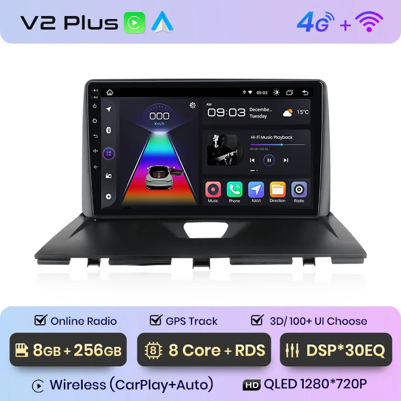 Junsun-V1 AI Voice Wireless CarPlay Android Auto Radio, KIT Rods 2007, 2008, 2009, 2010-2016, 4G, Système intelligent de voiture, GPS