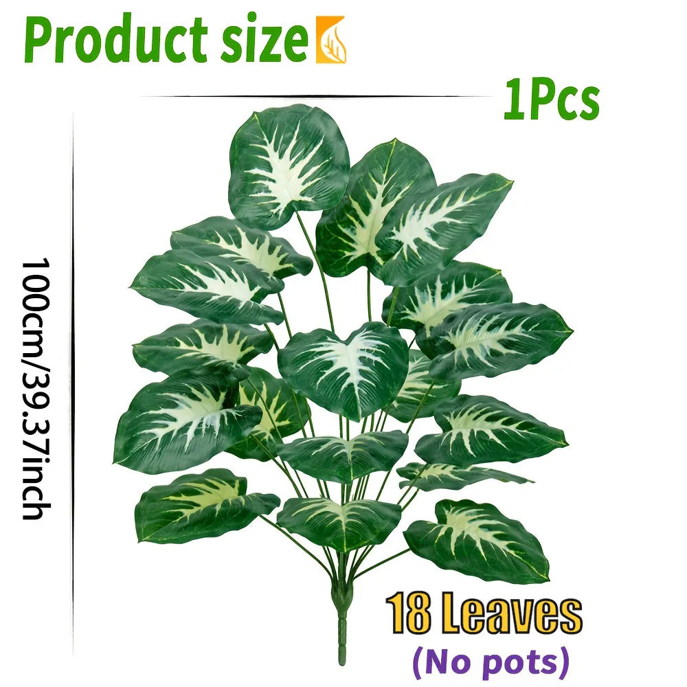 Une plante d'extérieur artificielle avec 18 grandes feuilles, adaptée à la décoration de la maison, décoration d'intérieur de palmier de printemps sans Pots