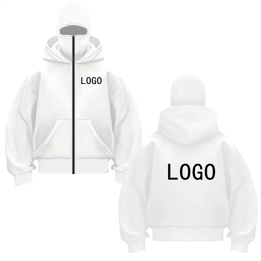 Sweat à capuche de style, veste à double capuche, sweat-shirt à capuche à fermeture éclair à la mode, logo exclusif personnalisable.