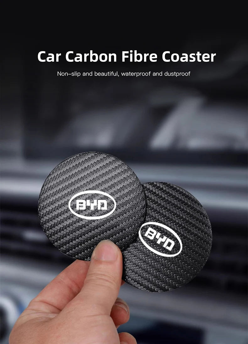 Tapis de dessous de verre en cuir pour voiture, 2 pièces, Anti-bruit, antidérapant, pour tasse d'eau BYD Atto 3 Yuan Plus Han Tang EV F3 E6 Dmi Song F0 Qin Pro G3