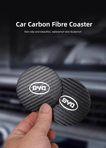 Tapis de dessous de verre en cuir pour voiture, 2 pièces, Anti-bruit, antidérapant, pour tasse d'eau BYD Atto 3 Yuan Plus Han Tang EV F3 E6 Dmi Song F0 Qin Pro G3