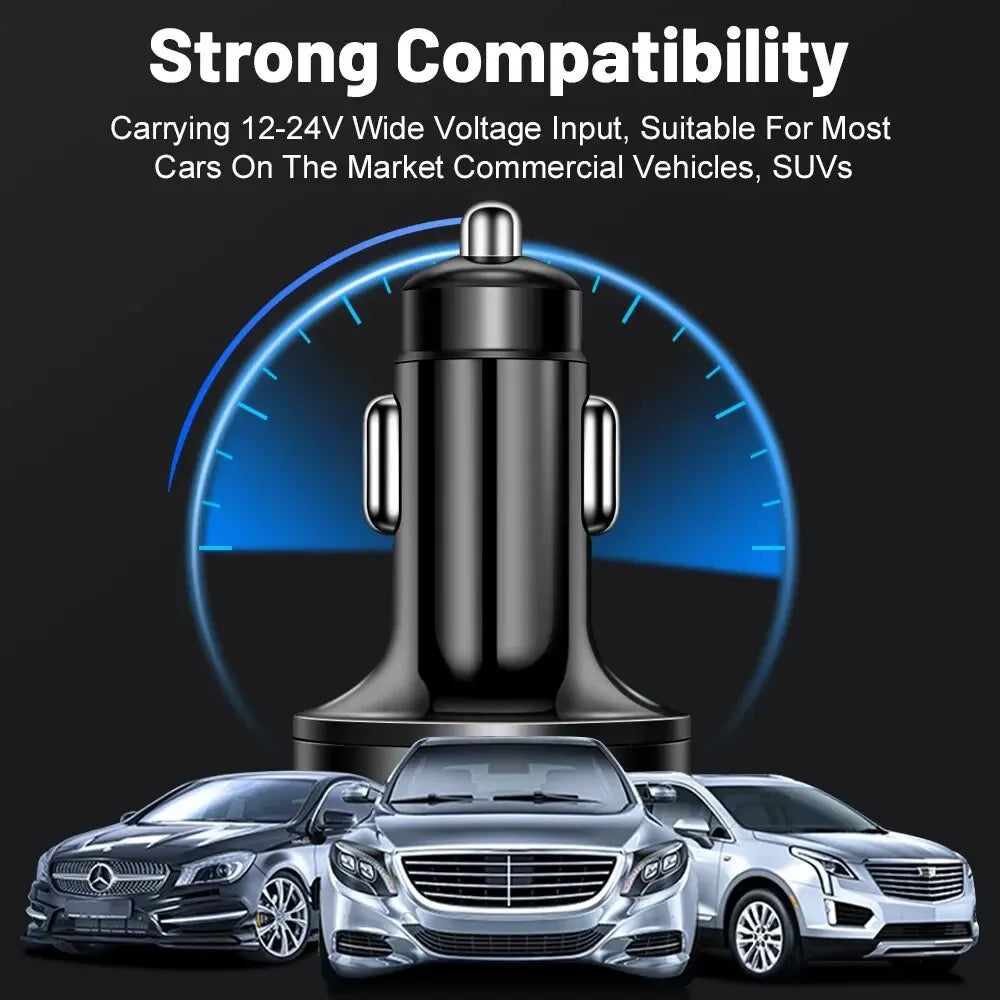 Chargeur de voiture à charge rapide, 66-250W, PD, QC3.0, une à six voitures, prise allume-cigare Laguna, charge flash avec affichage numérique
