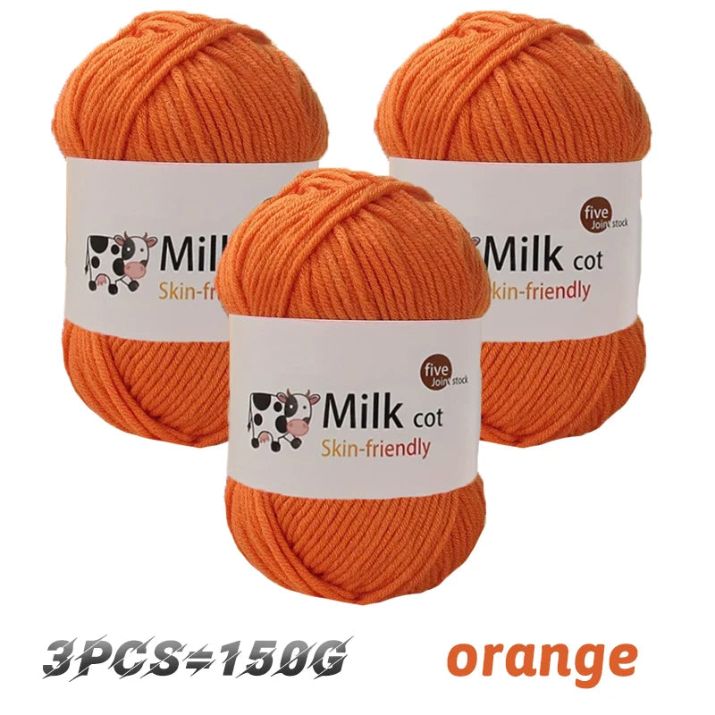 Boule de fil de lait faite à la main, aldéhyde moyen, fil de tissage bricolage, pulls à tricoter, chapeaux, écharpes et autres vêtements, 150g