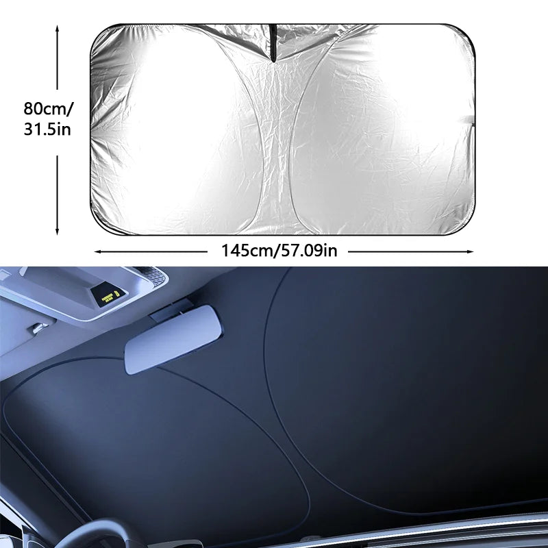Pare-soleil de pare-brise de voiture, couverture de parapluie de fenêtre avant de voiture pliable, bloc UV thermique, Parasol de voiture, rideaux de Protection automobile, fournitures