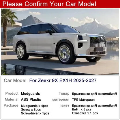 Pour Zeekr 9X accessoires EX1H 2025 2026 2027 4 pièces couvercle de garde-boue de voiture garde-boue roues Protection anti-rayures pneu arrière boue