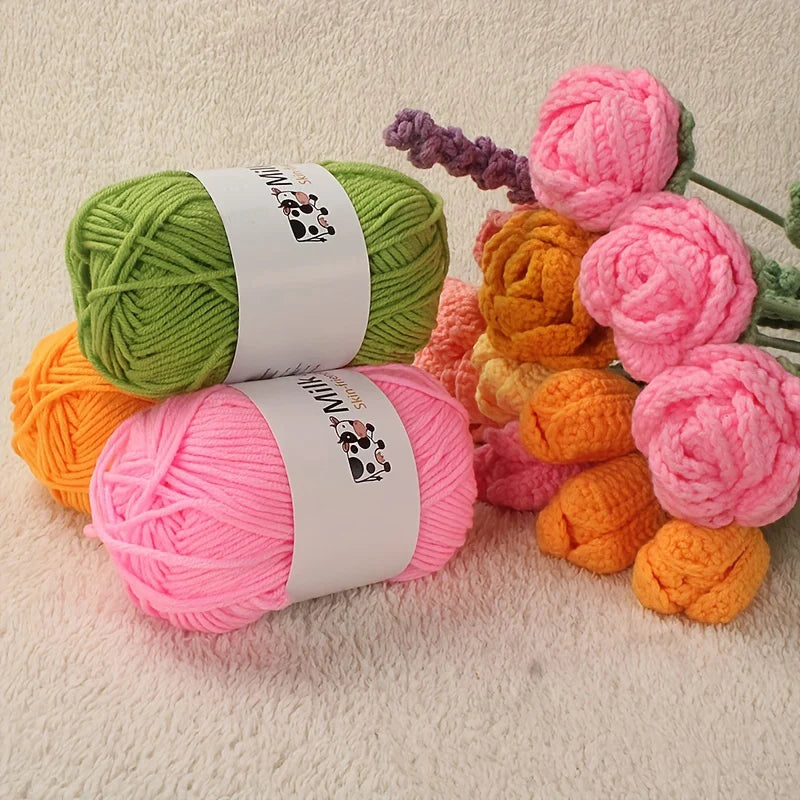Fil de lait tissé à 5 brins, optique moyenne faite à la main, boule de fil, bricolage, beurre, pull, fleur, chapeau, écharpe, 150g