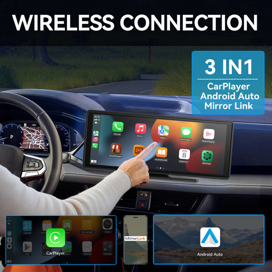 Carplay portable universel pour écran de voiture, écran Carplay sans fil stéréo de voiture sans fil avec Carplay Android Auto, écran tactile de voiture