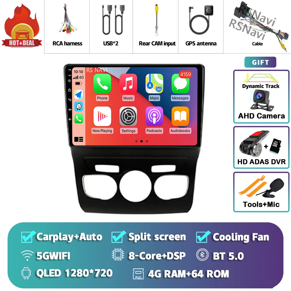Android 15 Carplay DSP WIF + 4G autoradio GPS lecteur multimédia pour citroën C4 C4L DS4 2013 2014 2015 2016 2017 caméra stéréo 360