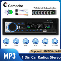 Camecho-Autoradio stéréo 1Din, Bluetooth, lecteur MP3, audio FM numérique, musique, USB, SD, entrée AUX, tableau de bord, limitation universelle