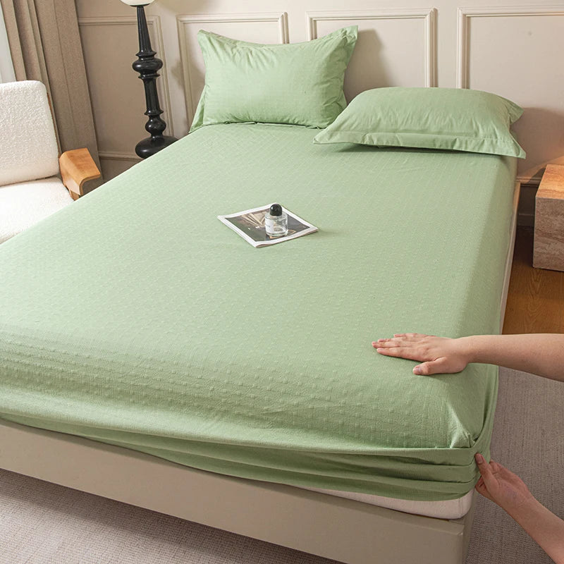 Drap-housse avec bande élastique, couleur unie, housse de matelas douce pour lit simple, double, king, queen, 90/120/140/150/160/180x200cm