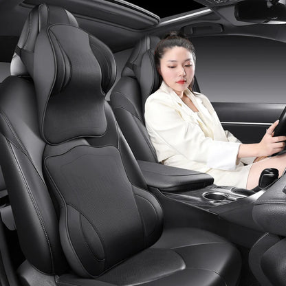 Coussin de nuque et support lombaire en mousse à mémoire de forme pour voiture, soulage le cou et le bas du dos, facile à installer, disponible en plusieurs couleurs