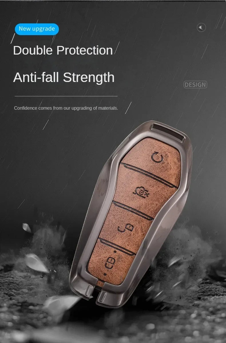 Étui pour clé pour BYD Song Plus Atto 3 Han EV Tang DM Qin joint dauphin cuir métal porte-clés à distance porte-clés accessoires de voiture