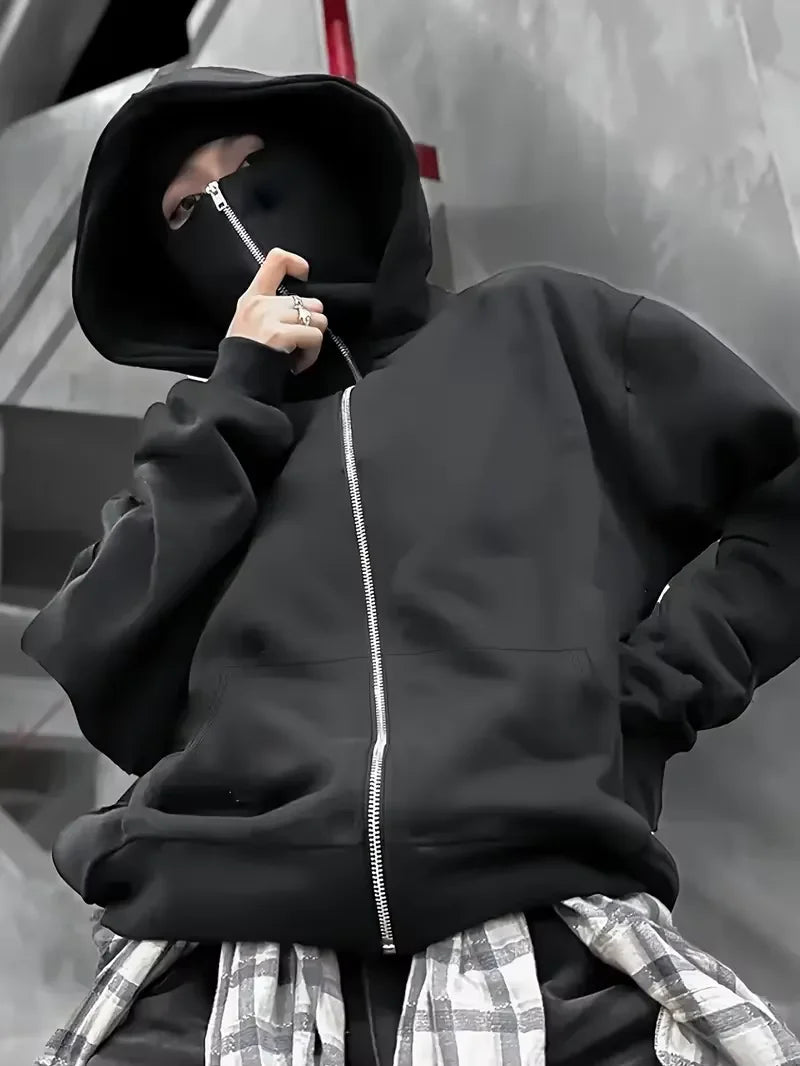 Sweat à capuche de style, veste à double capuche, sweat-shirt à capuche à fermeture éclair à la mode, logo exclusif personnalisable.