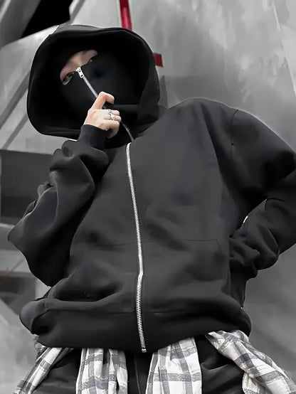 Sweat à capuche de style, veste à double capuche, sweat-shirt à capuche à fermeture éclair à la mode, logo exclusif personnalisable.