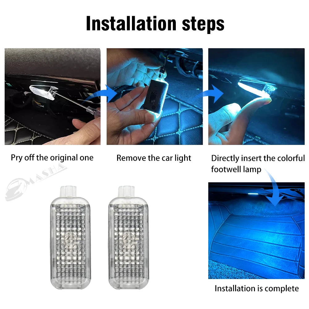 Lampe de plancher LED RVB pour voiture, Audi, VW, Skoda, Seat, Porsche, accessoires auto, décoration intérieure, escales, lumière décorative