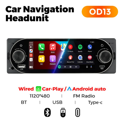 Autoradio Carplay sans fil, 5.2 pouces, double bouton, 1din, lecteur MP5, pour lecture universelle de voiture, Auto Touch, vidéo HD, intelligent, BT, stéréo