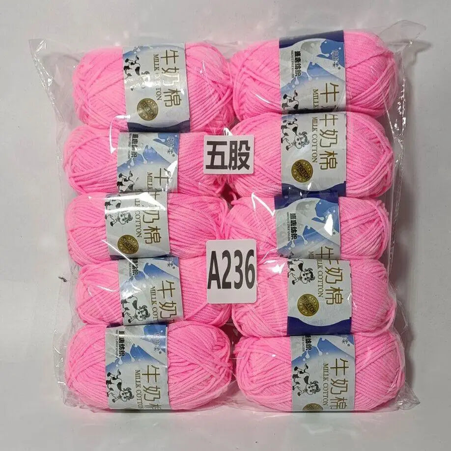 Fil de coton au lait de couleurs mélangées, 10 pièces, 500g, 5 plis, ensemble de fils au Crochet doux, fleurs tricotées à la main, fils peignés artisanaux au Crochet