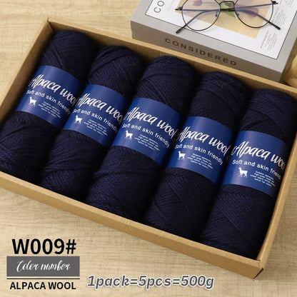 Fil de laine d'alpaga 500g, fil grossier, tissé à la main pour fabriquer des pulls chauds et à la mode, coupe-vent, vestes, foulards, chapeaux, fils