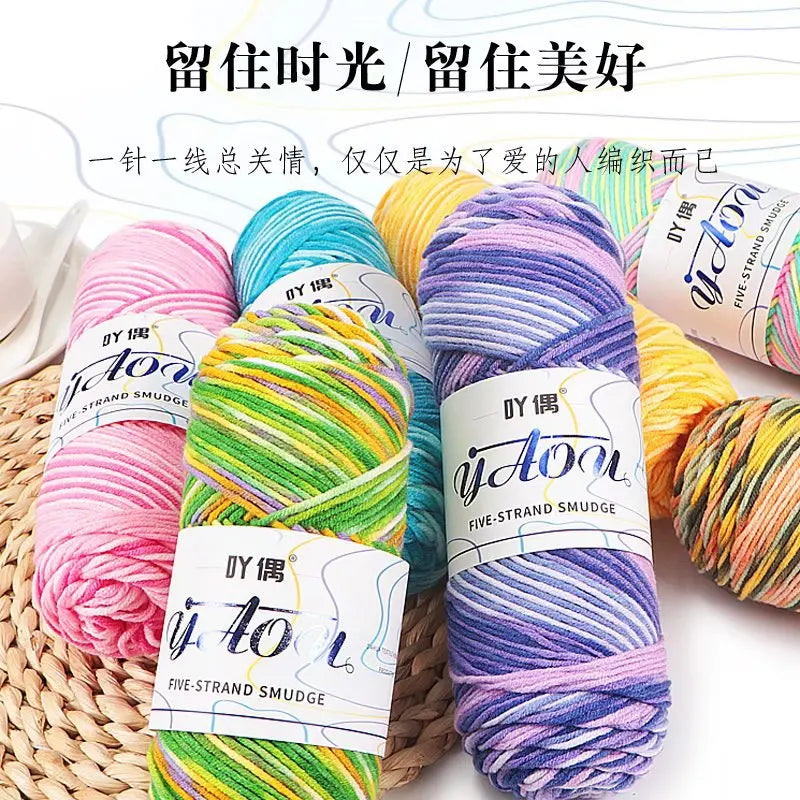 Fil à tricoter à la main en coton au lait coloré, 100g, section teinte au Crochet, ligne de fil, couverture, châle, chapeau, chaussettes, 200 mètres, 1 pièce