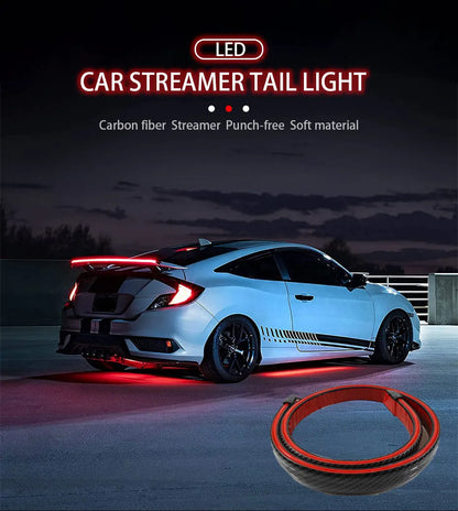 SEAMETAL 120cm Led Spoiler lumière universelle en Fiber de carbone voiture becquet arrière lampe à flux la troisième feu Stop feux de signalisation d'arrêt 12V