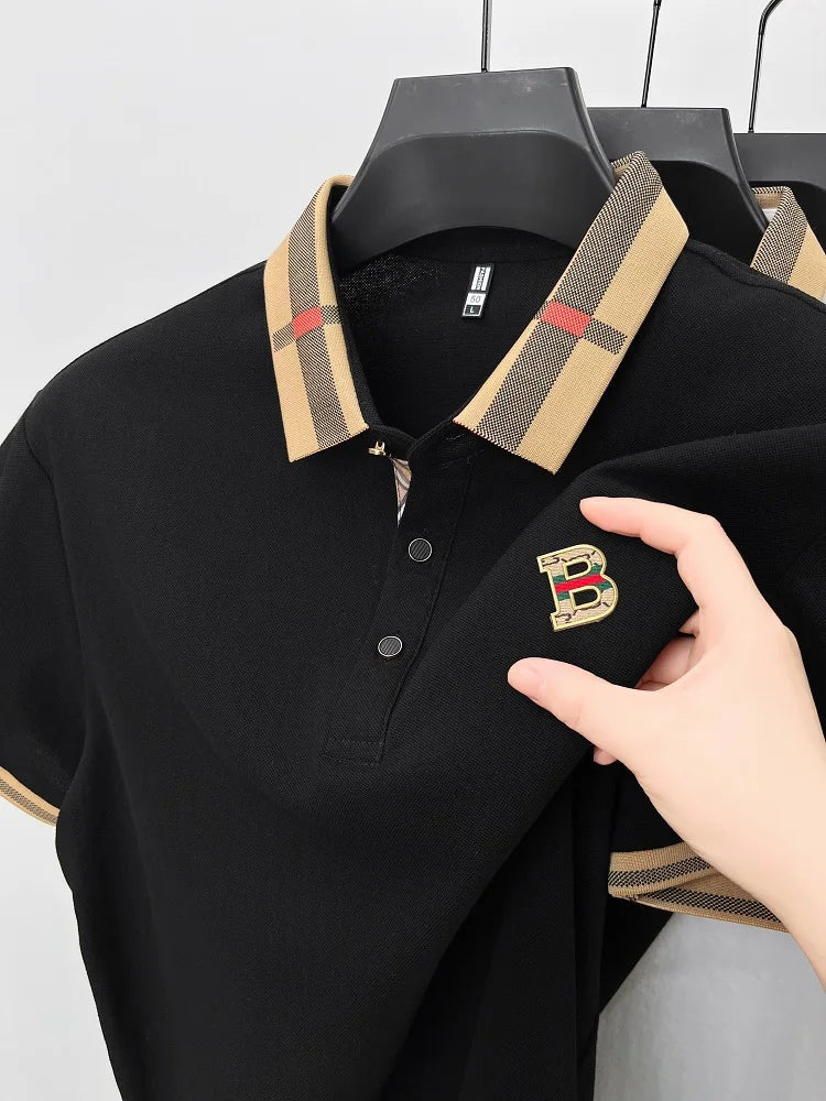Marque de luxe logo polo à manches courtes hommes été nouveau haut de gamme en soie coton respirant Paul T-shirt mode décontracté vêtements pour hommes