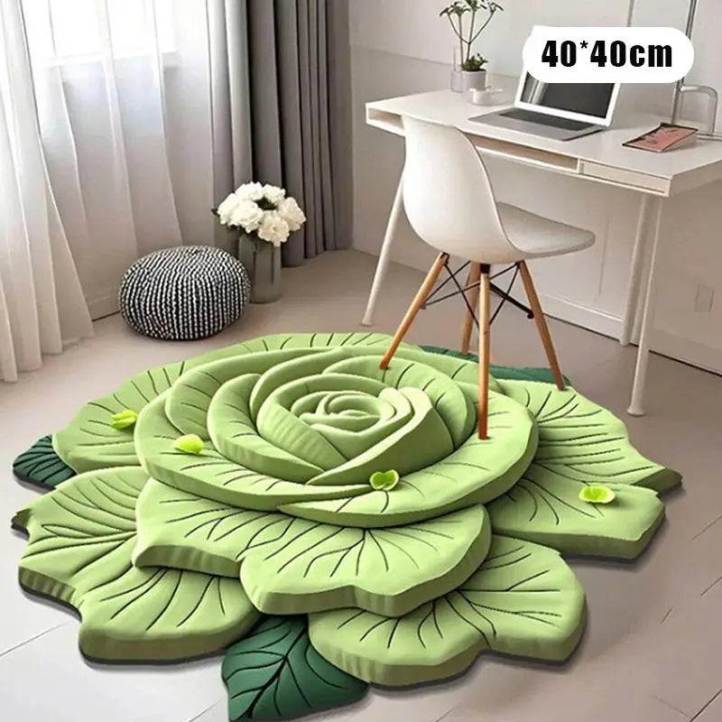 Nouveau tapis de sol en forme de pivoine, doux et durable, 40x40cm, antidérapant et absorbant pour salle de bain