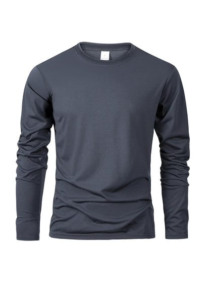 T-shirts à manches longues pour hommes, décontractés, col rond, évacuant l'humidité, hauts de sport pour hommes, confortables et polyvalents