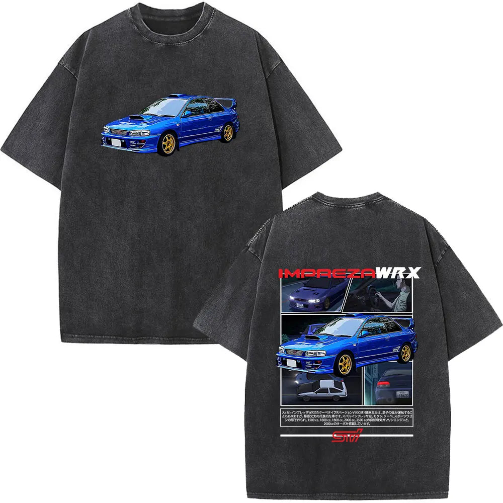 Anime Initial D Drift AE86 lavé Vintage imprimé T-shirt RX-7 R34 horizon GTR JDM T-shirts hommes Harajuku confortable surdimensionné T-shirts