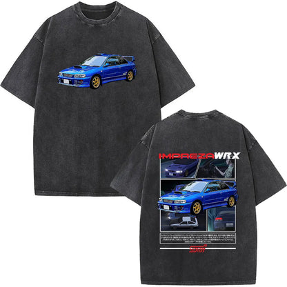 Anime Initial D Drift AE86 lavé Vintage imprimé T-shirt RX-7 R34 horizon GTR JDM T-shirts hommes Harajuku confortable surdimensionné T-shirts
