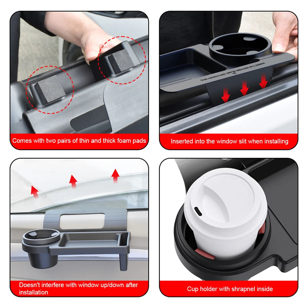 Boîte d'évaluation de voiture multifonctionnelle avec porte-gobelet, porte latérale, fenêtre, fente pour téléphone, confrontStorage T1 pour véhicule