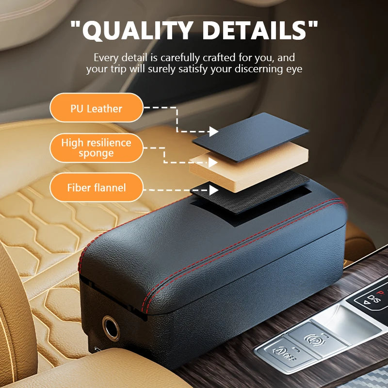SEAMETAL-Boîte de rangement pour bras de voiture réglable, support de coude, boîte de console centrale avec porte-gobelet GNE, évaluation de charge recommandée