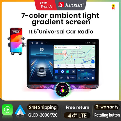 Junsun 11.5 "2K écran tactile sans fil CarPlay pour Apple autoradio universelle Android Auto multimédia systèmes intelligents FM AM