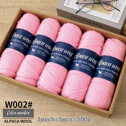 Fil de laine d'alpaga 500g, fil grossier, tissé à la main pour fabriquer des pulls chauds et à la mode, coupe-vent, vestes, foulards, chapeaux, fils