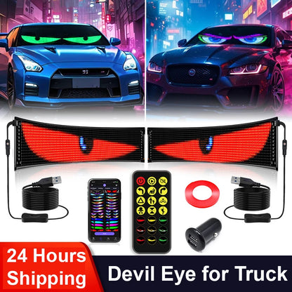 Écran LED Flexible pour Voiture pour Camion Yeux Panneau Pixel Matrice LED RGB Panneau d'Affichage pour Voiture Animation Télécommande Affichage Flexible Lumière USB 5V Prend en Charge le Français/Espagnol/Portugais