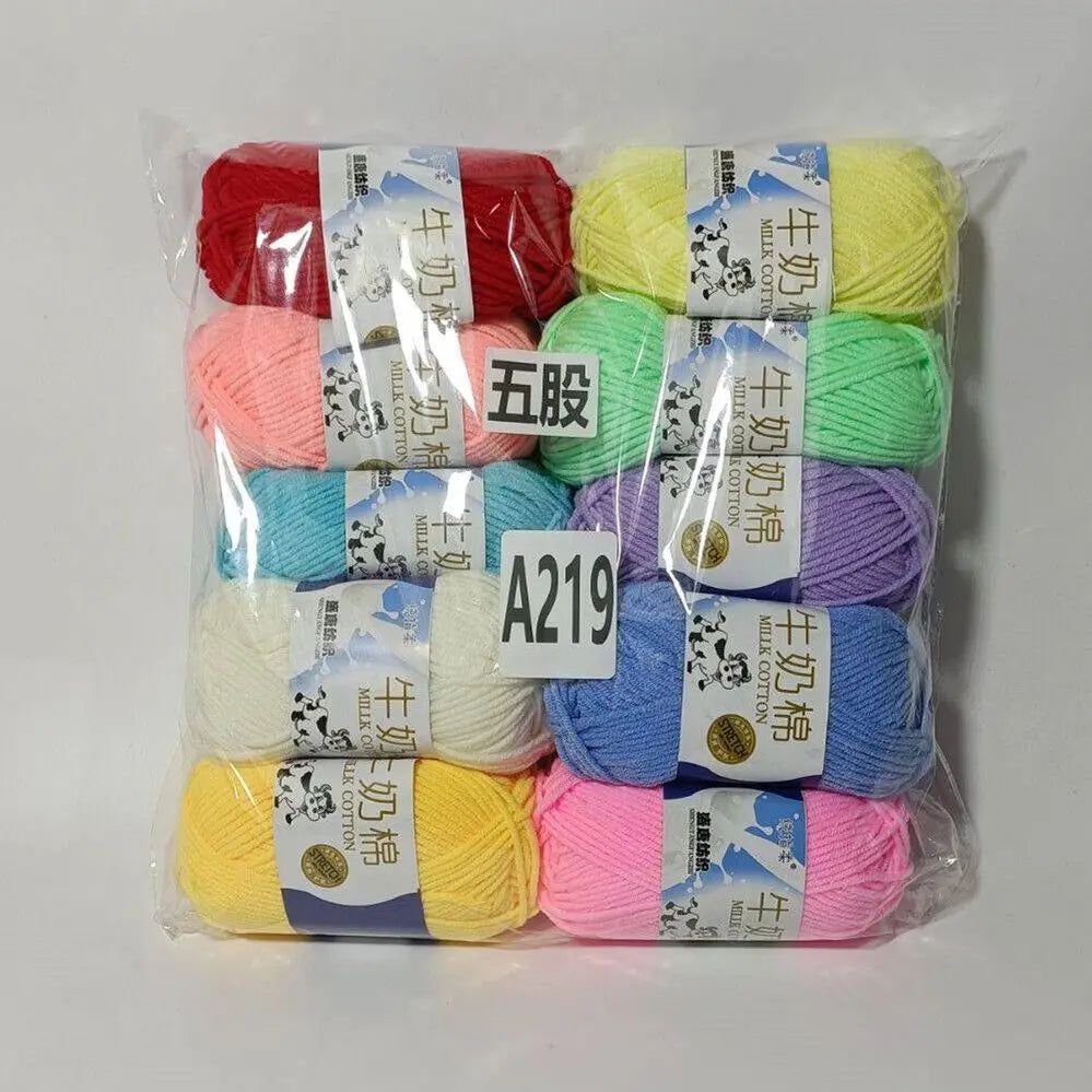 Fil de coton au lait de couleurs mélangées, 10 pièces, 500g, 5 plis, ensemble de fils au Crochet doux, fleurs tricotées à la main, fils peignés artisanaux au Crochet