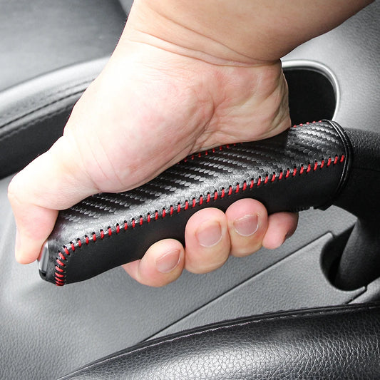 Juste de frein à main en cuir de voiture en fibre de carbone, manchon de protection, protection du frein à main, accessoires d'intérieur de voiture