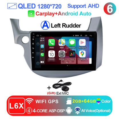 LEHX-Autoradio L6 Pro Android 14, 4G, Carplay, DVD, Stéréo, 2 DIN, Unité Centrale, Limitation GPS, pour Voiture HONDA FIT JAZZ (2007-2013)