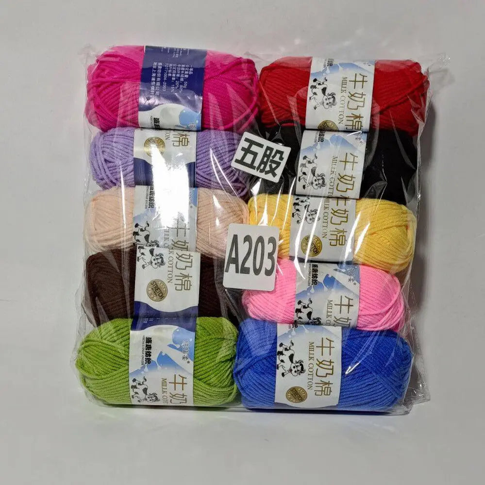 Fil de coton au lait de couleurs mélangées, 10 pièces, 500g, 5 plis, ensemble de fils au Crochet doux, fleurs tricotées à la main, fils peignés artisanaux au Crochet