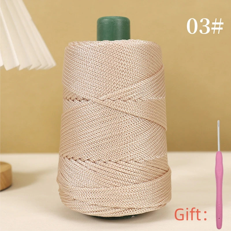 Corde légère au crochet, 250g, 3mm, fil creux cool au crochet, chapeau de soleil d'été, tricot à la main, fils épais, sac, coussin de chapeau
