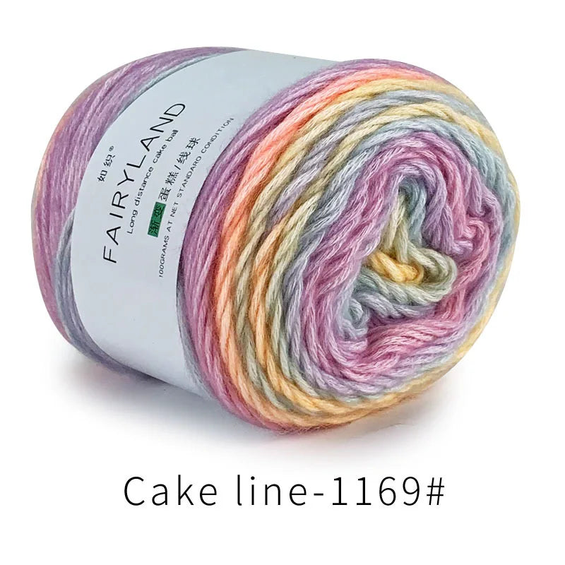 Fil à gâteau dégradé pour tricoter à la main, fil coloré au Crochet, Section moyenne et épaisse, fil arc-en-ciel en laine de coton teint, 100 g/pièce