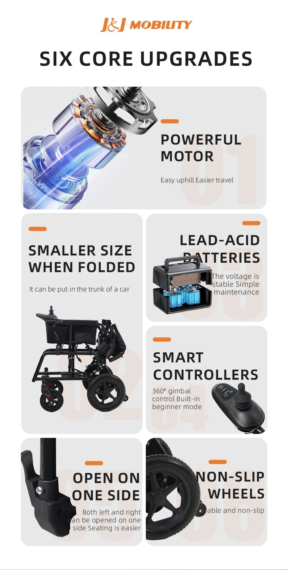 Fauteuil roulant électrique pliable en acier au carbone pour la rééducation, facile à utiliser