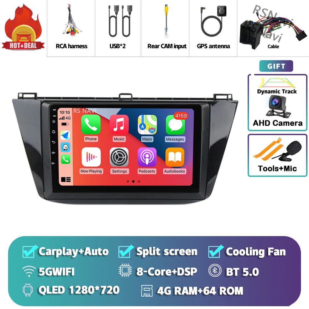 Android 15 Carplay Auto 2K écran autoradio lecteur multimédia pour Volkswagen Tiguan 2 Mk 2016 2017-2019 2 din Autoradio stéréo