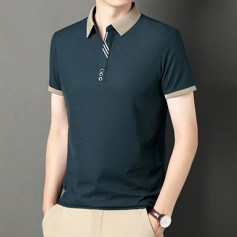 Polo à manches courtes pour hommes, couleur unie, décontracté, mode, haut d'été confortable pour les affaires et les loisirs