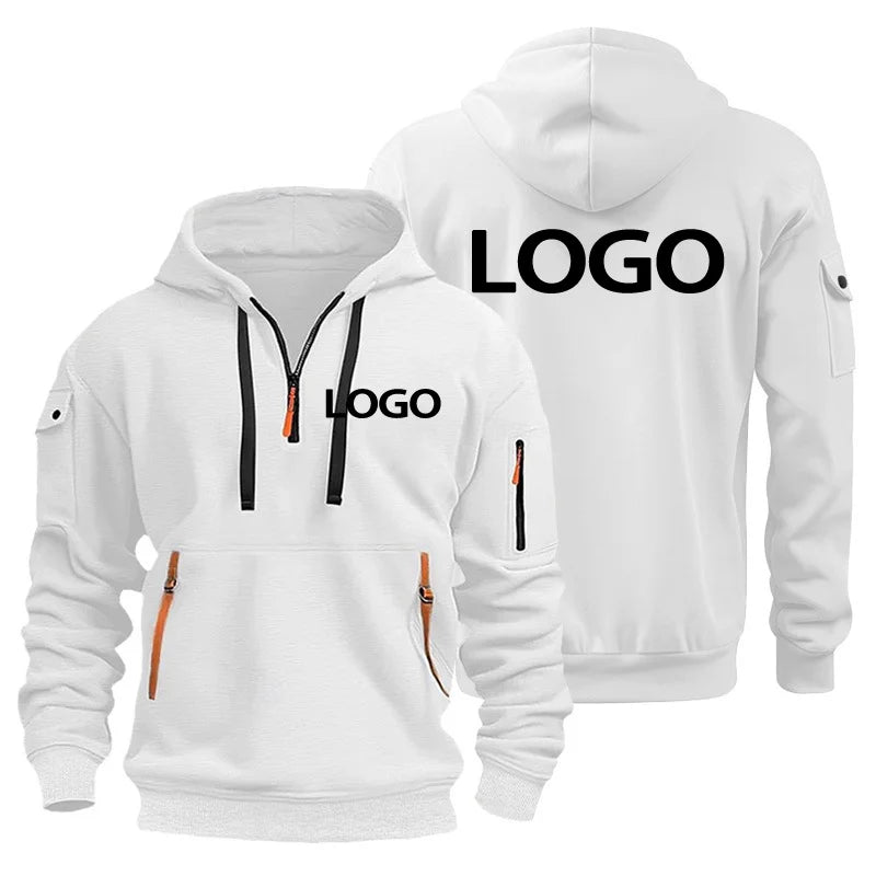 Sweat-shirt de sport européen pour hommes, ample et décontracté, avec fermeture éclair, poche sur le bras, personnalisé avec votre Logo, veste à capuche à épaules tombantes, pull